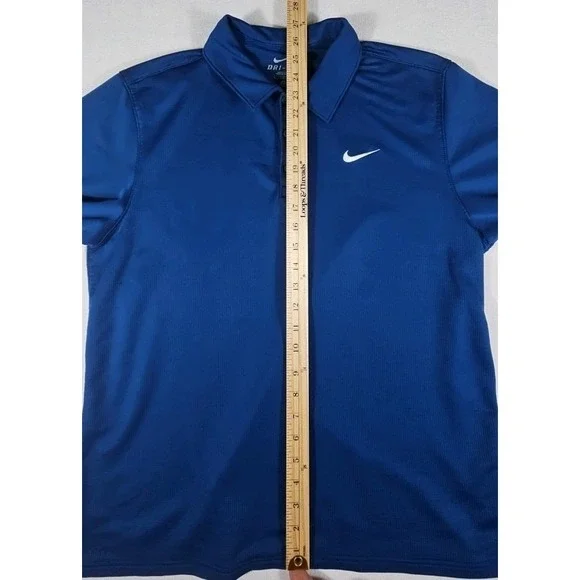 Y2K Nike Dri Fit Golf Polo Shirt Waffle Knit Blue/White Mens Large - Picture 3 of 14